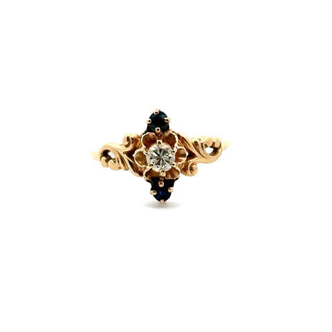Diamond and Sapphire Ring in 14kt Yellow Gold