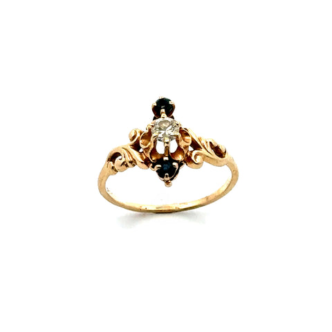 Diamond and Sapphire Ring in 14kt Yellow Gold