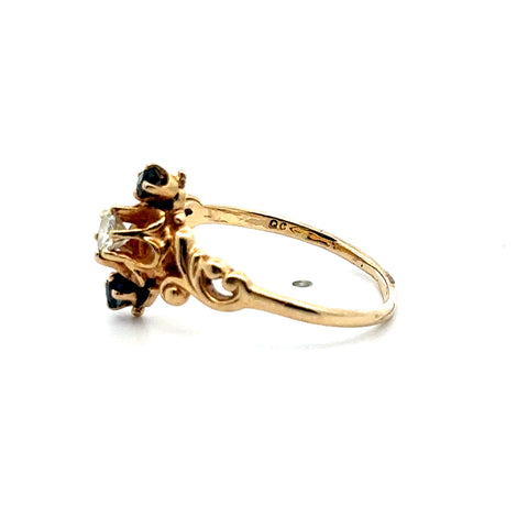 Diamond and Sapphire Ring in 14kt Yellow Gold