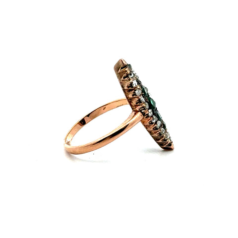 Antique Art Nouveau Navette 9Kt Rose Gold Ring