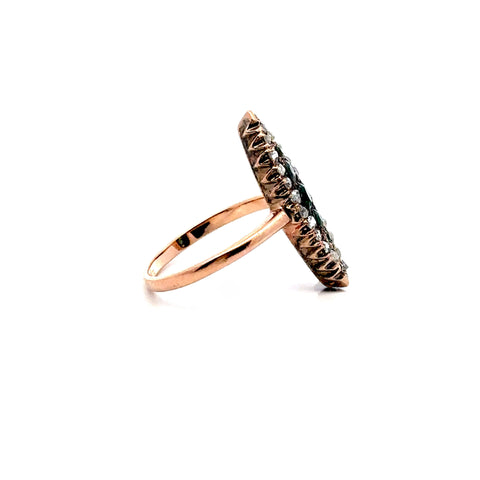 Antique Art Nouveau Navette 9Kt Rose Gold Ring