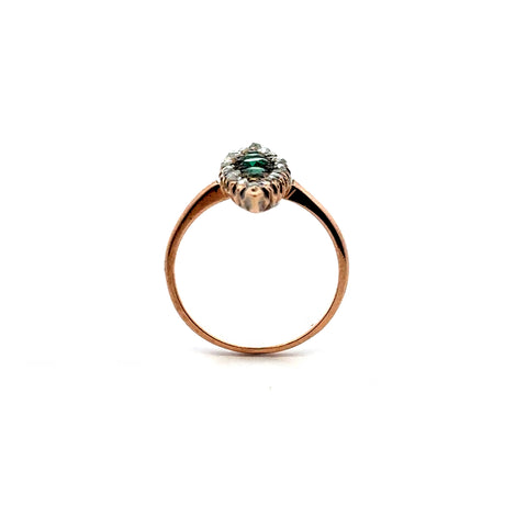 Antique Art Nouveau Navette 9Kt Rose Gold Ring