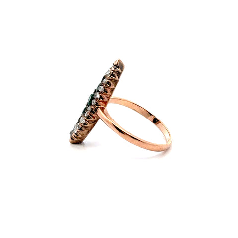 Antique Art Nouveau Navette 9Kt Rose Gold Ring