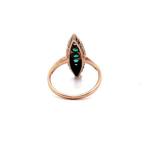 Antique Art Nouveau Navette 9Kt Rose Gold Ring