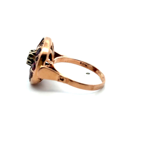 Victorian Almondite Garnet Ring in 10kt Rose Gold