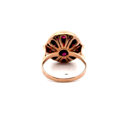 Victorian Almondite Garnet Ring in 10kt Rose Gold