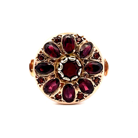 Victorian Almondite Garnet Ring in 10kt Rose Gold
