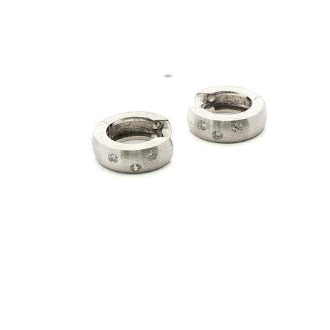 Diamond Huggies in 18kt White Gold