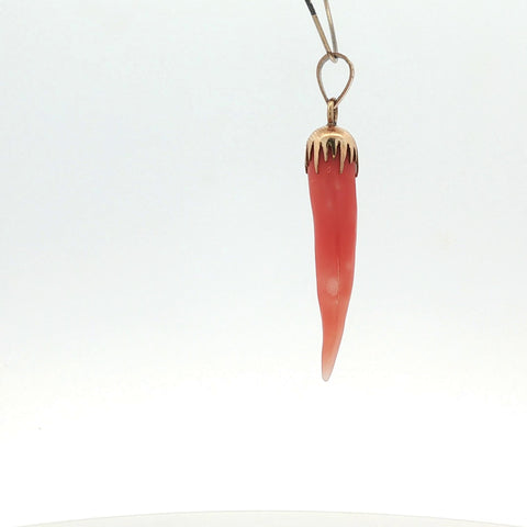 Sicilian Horn in Coral and 14kt Yellow Gold