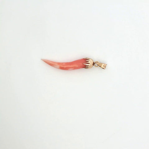 Sicilian Horn in Coral and 14kt Yellow Gold
