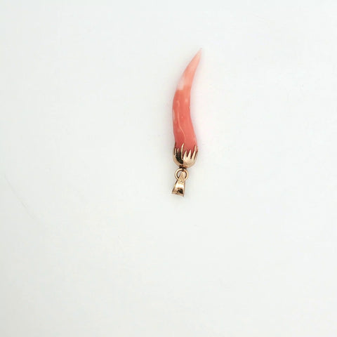 Sicilian Horn in Coral and 14kt Yellow Gold