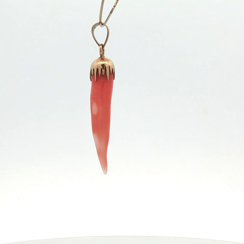 Sicilian Horn in Coral and 14kt Yellow Gold