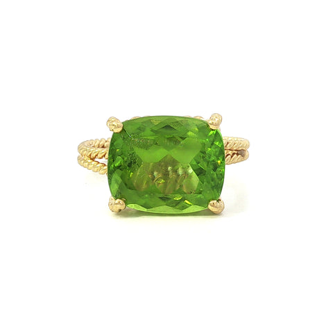 Vera Wang 18K Yellow Gold Peridot Rope Texture Ring Size 6.25