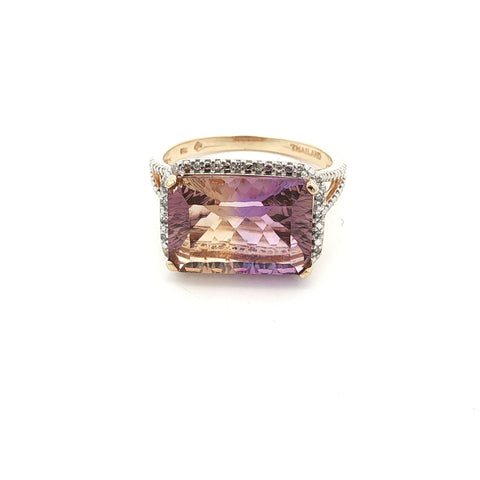 Ametrine & Diamond Accent Ring in 10Kt Yellow Gold
