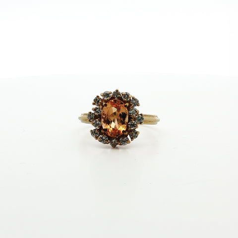 18kt Yellow Gold Citrine and Diamond Halo Ring