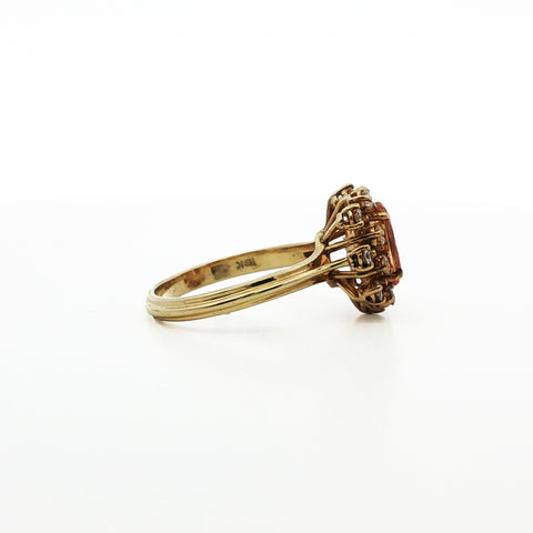 18kt Yellow Gold Citrine and Diamond Halo Ring