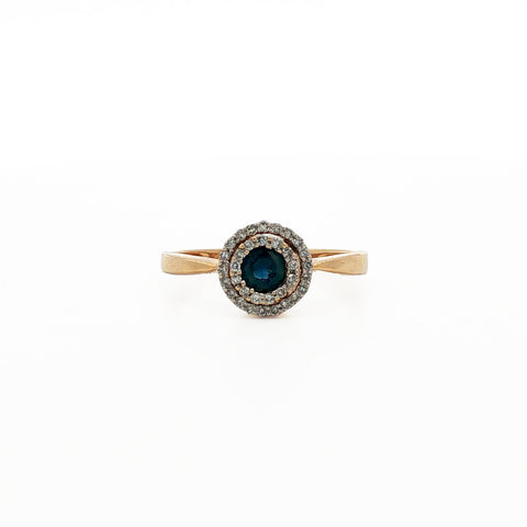 14kt Yellow Gold Sapphire and Diamond Accent Halo