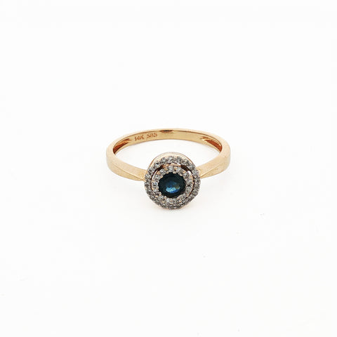 14kt Yellow Gold Sapphire and Diamond Accent Halo