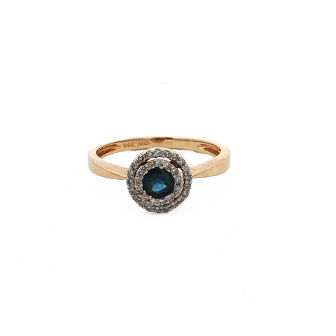 14kt Yellow Gold Sapphire and Diamond Accent Halo