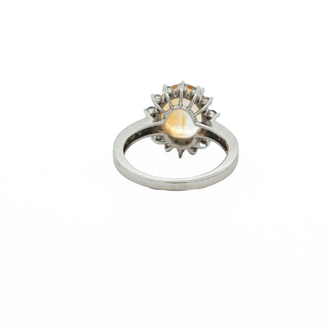 14kt White Gold Citrine & Diamond Halo Ring