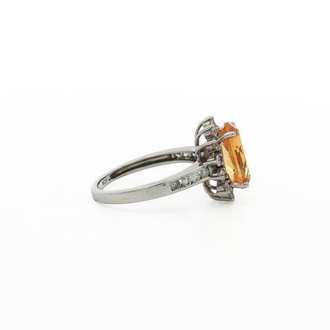 14kt White Gold Citrine & Diamond Halo Ring