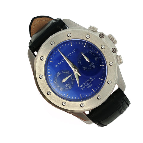 Android Conqueror Mechanical Chronograph Ref. AD289 Stainless Steel Blue Dial 43mm Watch