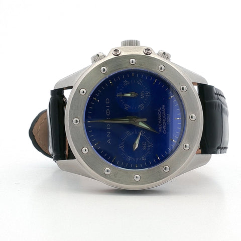 Android Conqueror Mechanical Chronograph Ref. AD289 Stainless Steel Blue Dial 43mm Watch