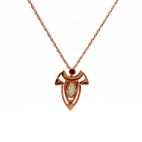 14K Rose Gold Contemporary Geometric Pendant Necklace