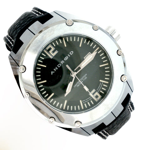 Android Virtuoso T100 Automatic ETA 2824 Ref. AD622 Tungsten & Leather Black Dial 48mm Watch Ltd. Ed. 51/300