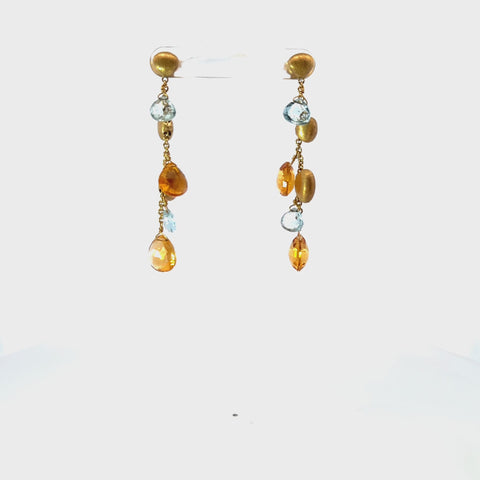 18Kt Yellow Gold Marco Bicego Paradise Topaz and Citrine Drop Earrings -  210-00176