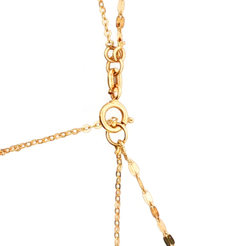 Two-Strand Necklace, Turquoise Station & Oval Flat Link in 14kt Yellow Gold
